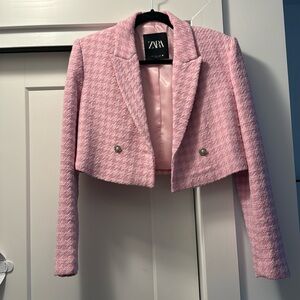 Zara Pink Cropped Blazer Small